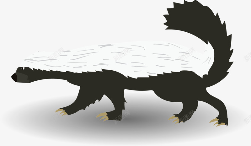 黑白色阴影蜜獾矢量图eps免抠素材_88icon https://88icon.com 动物 卡通蜜獾 卡通风格 扁平风格 矢量蜜獾 阴影 黑白色 矢量图