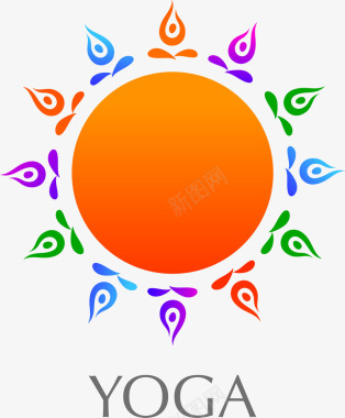钱袋模型瑜伽太阳logo模型矢量图图标图标