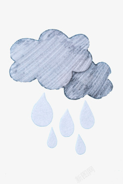 剪纸雨滴手绘乌云雨点高清图片