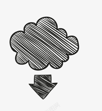 多云天气手绘卡通云朵箭头图标图标