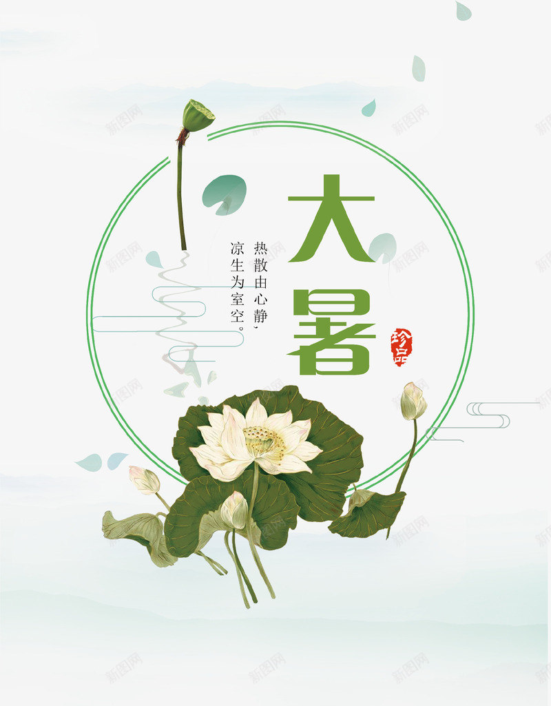 手绘中国风二十四节气大暑png免抠素材_88icon https://88icon.com 中国风 二十四节气 大暑 大暑节气 手绘 手绘荷叶 手绘荷花 装饰图案