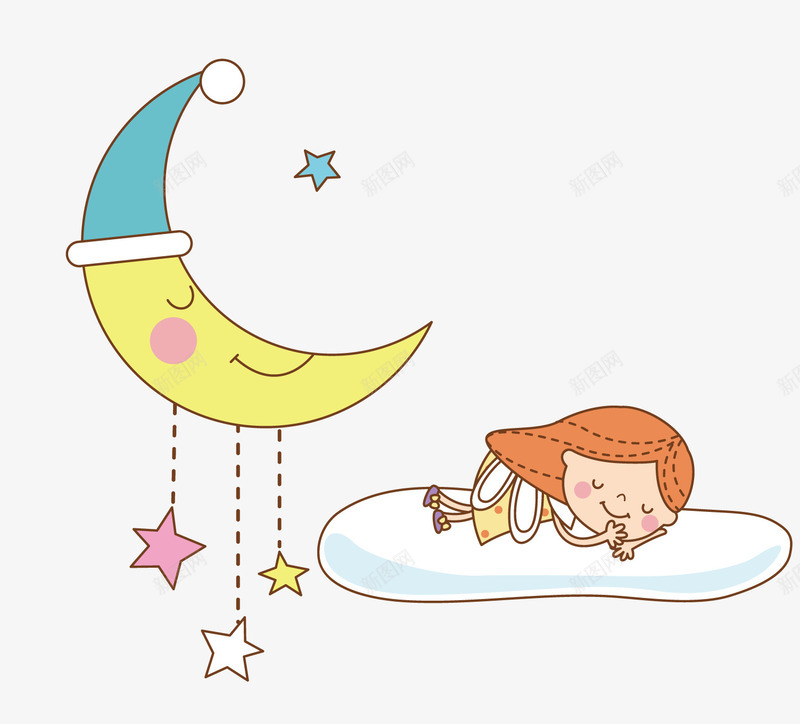 睡在云朵上的孩子png免抠素材_88icon https://88icon.com 孩子 星星 月亮 睡觉的宝宝 矢量素材
