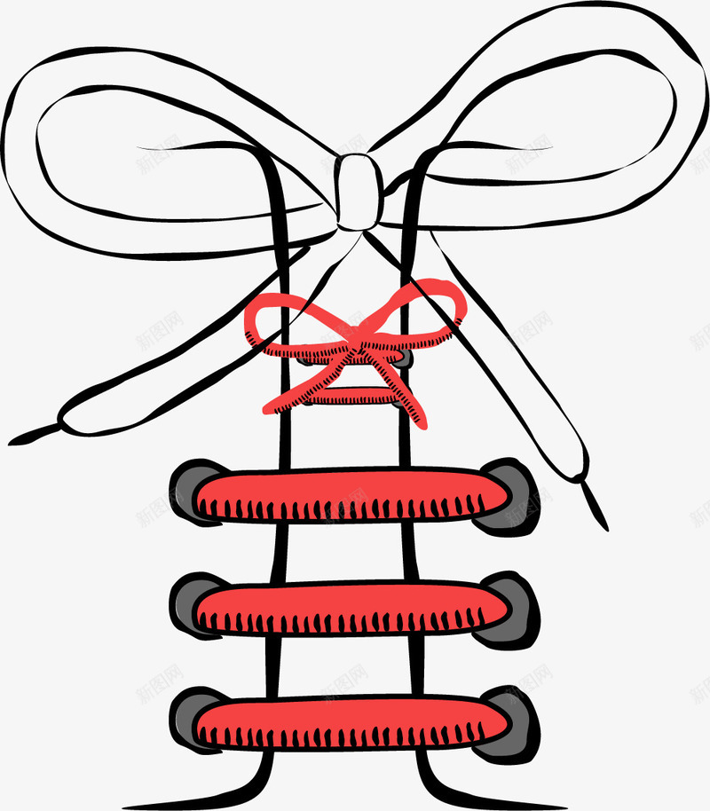 手绘风格黑白鞋带png免抠素材_88icon https://88icon.com 卡通鞋带 填色练习 手绘风格 潮流鞋带 矢量鞋带 红色 缠绕的鞋带 黑白风格