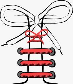 红色鞋带手绘风格黑白鞋带高清图片