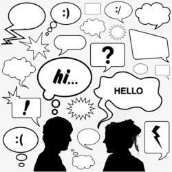 两个人对话黑白对话框高清图片