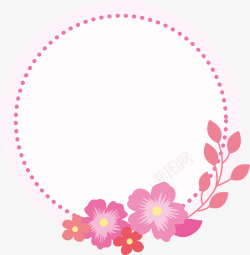 粉色母亲节花朵圆形标签素材