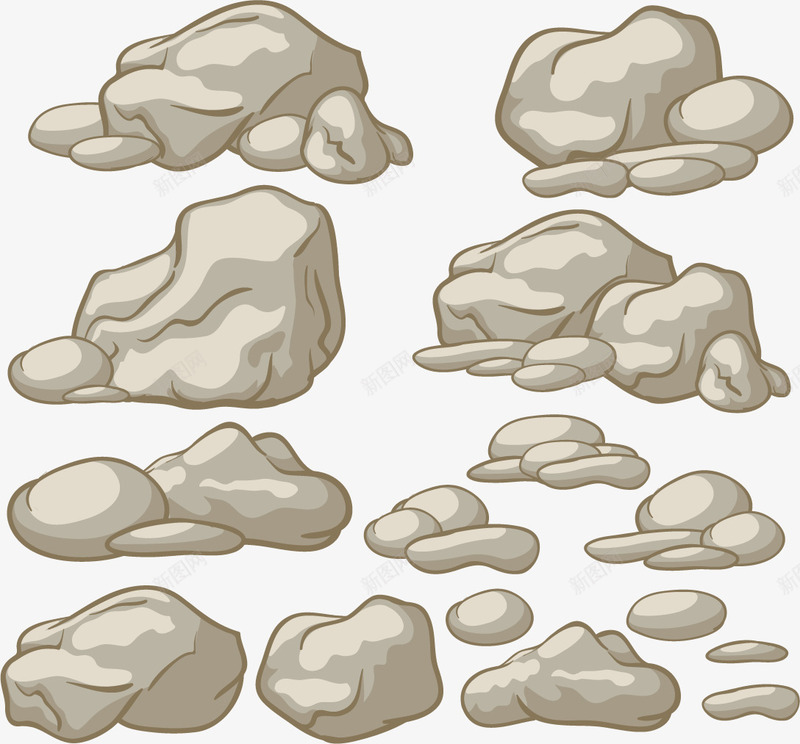 岩石形状结构图矢量图eps免抠素材_88icon https://88icon.com 岩石 矢量素材 石块 石块写生 石头 矢量图
