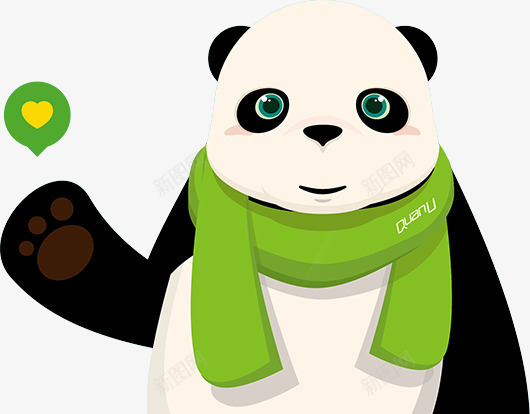 戴着围巾的清新风格的卡通熊猫png免抠素材_88icon https://88icon.com 卡通熊猫 可爱的熊猫 戴围巾的熊猫 清新风格