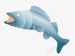 蓝色跳跃风格黑鲈鱼矢量图素材