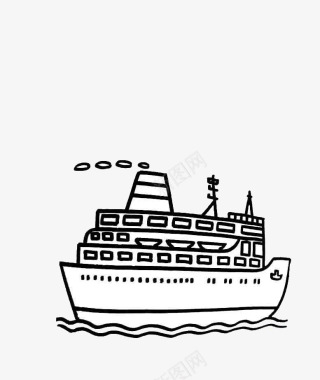 轮船简笔手绘轮船图标图标