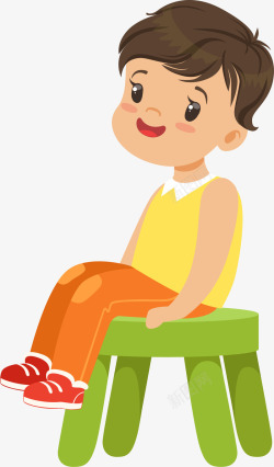 工业风椅子快乐开心坐椅子上男孩孩矢量图高清图片