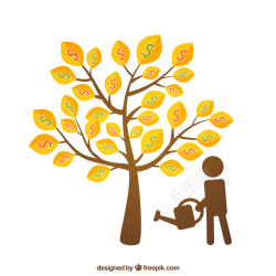 创意金色钱币树矢量图素材