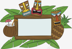 面具椰子树装饰框矢量图素材