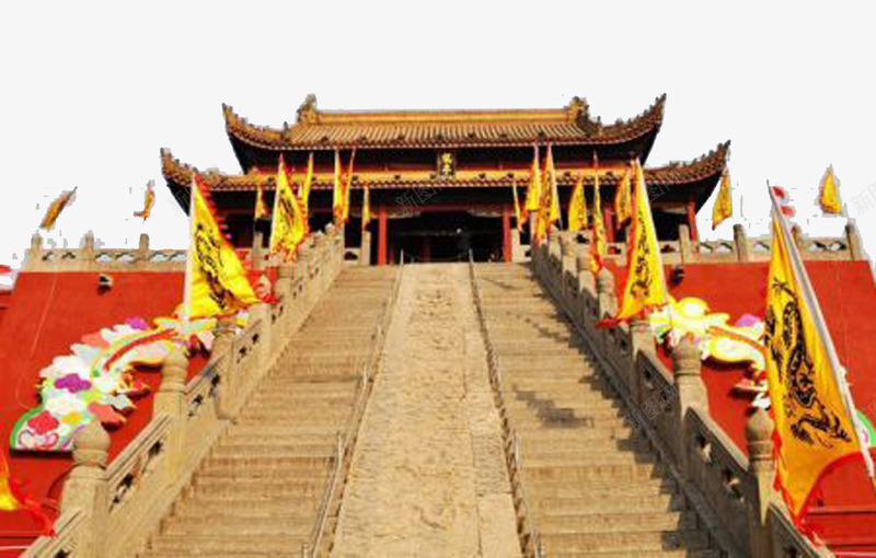 中国古代风格的旅游景点png免抠素材_88icon https://88icon.com 古代风格 开封 红墙 阶梯 黄旗