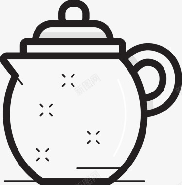 白色茶壶矢量图图标图标