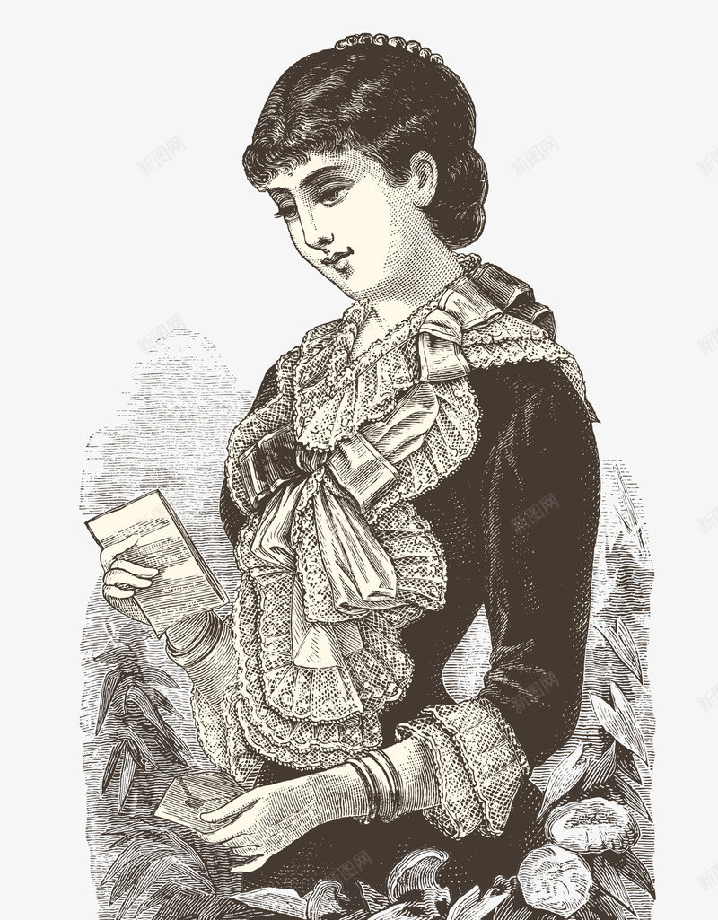 颔首欧美妇女插画png免抠素材_88icon https://88icon.com 复古插画素材 妇女插画素材库 欧美插画 欧美插画素材库 欧美矢量 贵妇插画素材库