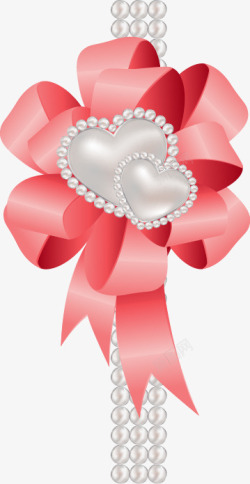 粉色花朵形状心形珍珠图案矢量图素材