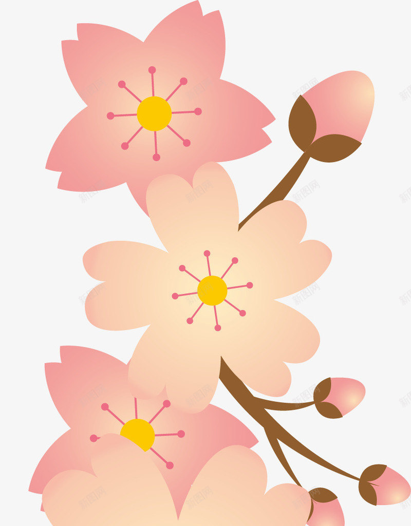 粉色梅花花枝矢量图ai免抠素材_88icon https://88icon.com 枝头 梅花 花朵 花枝 花瓣 花骨朵 鲜花 矢量图