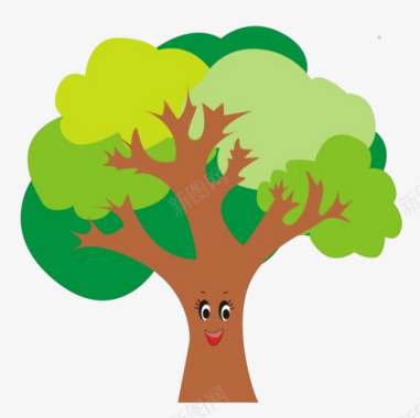 绿色卡通logo笑脸树干形状图标图标