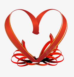 红色丝带围绕的爱心形状素材