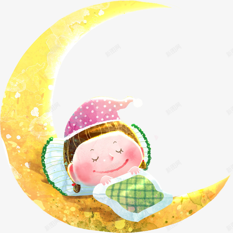 月亮上睡觉的孩子psd免抠素材_88icon https://88icon.com 人物设计 儿童 卡通 可爱 国际睡眠日 彩绘 手绘 睡觉