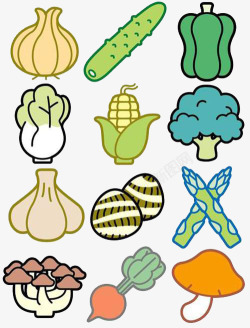 超全彩色简笔画蔬菜食物图案素材