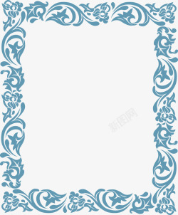 欧风边框椭圆形蓝色花纹纹理海报欧式边框元素矢量图高清图片