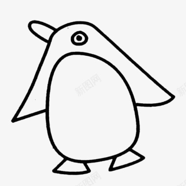 企鹅动物简笔画步骤图标图标