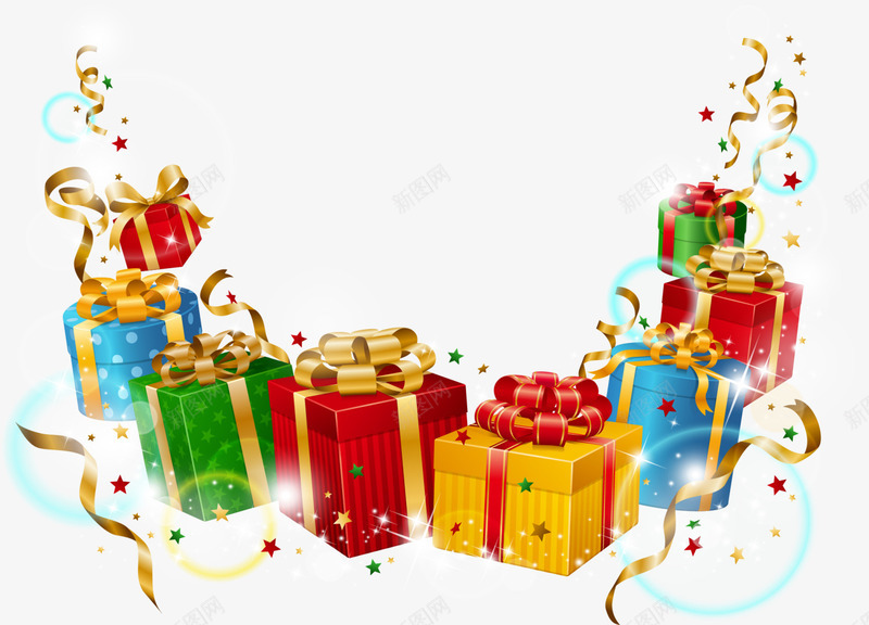 圣诞节圣诞礼物盒png免抠素材_88icon https://88icon.com 圣诞礼物 圣诞礼物盒 圣诞节礼盒 多彩光圈 多彩光晕 多彩礼盒