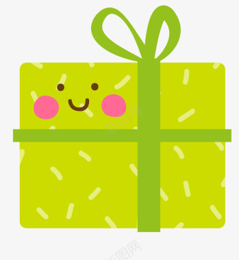 生日礼物摆件绿色大奖箱子矢量图图标图标