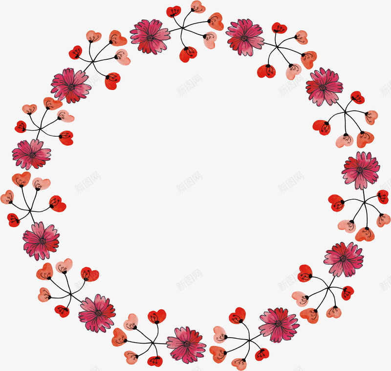 手绘水彩雏菊花环png免抠素材_88icon https://88icon.com 小雏菊 小雏菊花环 水彩小雏菊 矢量png 红色小雏菊 雏菊标题框