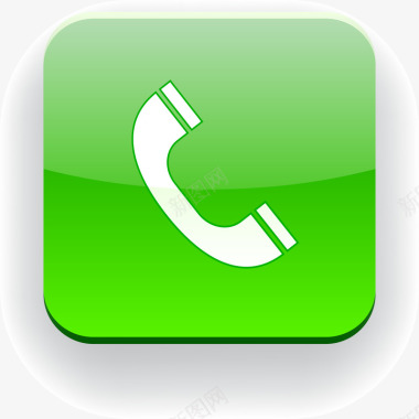 蓝色圆角矩形手机电话绿色矢量图图标图标