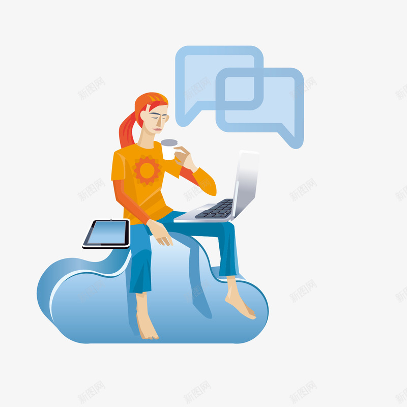 卡通扁平化数据云同步png免抠素材_88icon https://88icon.com 云同步 云同步png 云彩 卡通云 女孩 扁平化云朵 数据同步上传 矢量云同步 科技云同步