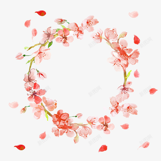 红色花环png免抠素材_88icon https://88icon.com 卡通 彩色 手绘 水彩 秋天 粉色 红色 花环 装饰