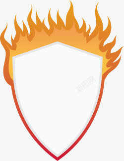 盾牌燃烧火焰标题框矢量图素材