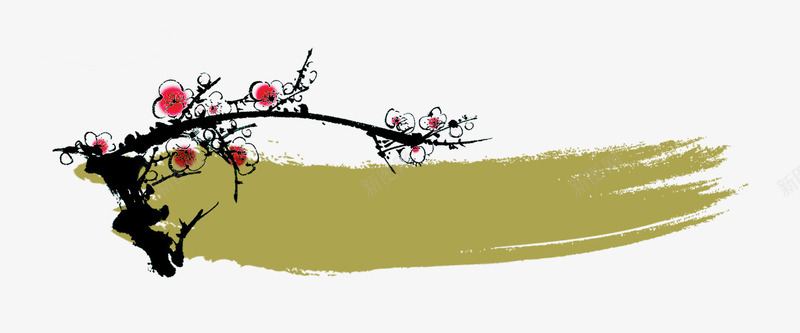 梅花标题栏png免抠素材_88icon https://88icon.com 标题 标题栏 栏目 梅花