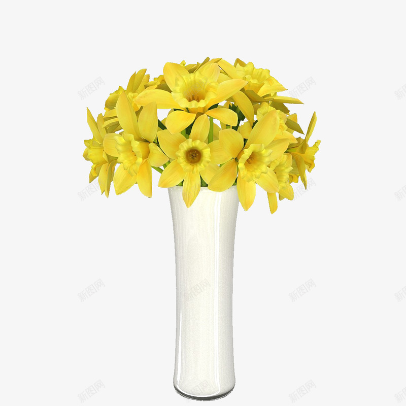 黄色高瓶鲜花束png免抠素材_88icon https://88icon.com 白色 白色花瓶 鲜花 鲜花束 黄色 黄色高瓶鲜花束 黄色鲜花束