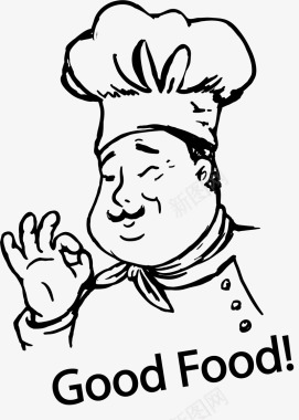 厨师素描厨师矢量图图标图标