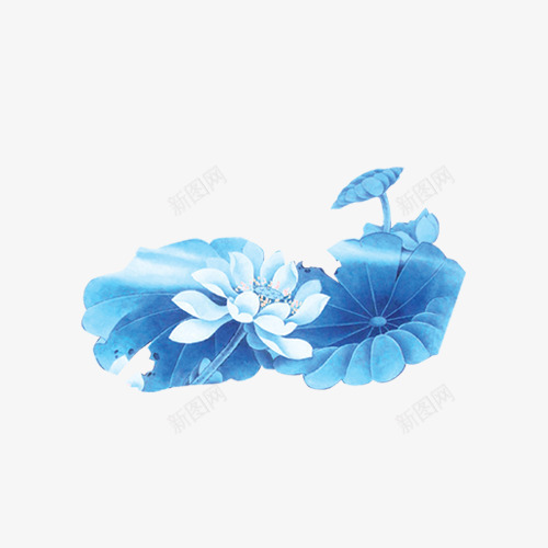 荷花png免抠素材_88icon https://88icon.com 荷叶 蓝色 高贵