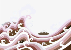 棕色中国风海浪边框纹理素材