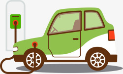 绿色迷你风格电动车矢量图素材