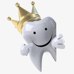 戴皇冠的笑脸牙齿素材