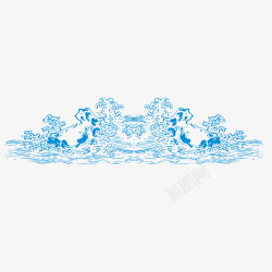 海浪纹理淡蓝色古典浪花素材