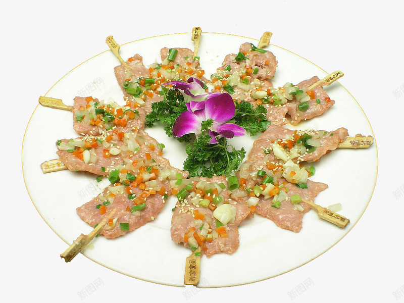 飘香扇子肉png免抠素材_88icon https://88icon.com 中华美食 传统美食 凉菜 熟菜 盘子 美味 装饰 里脊肉 餐饮美食 鲜花