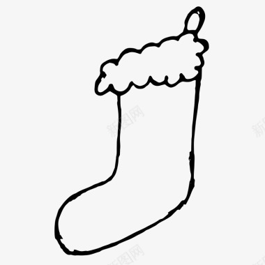 水墨线条圣诞袜子图标图标