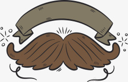 棕色胡子大胡子彩带标题框高清图片