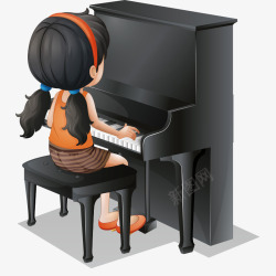 卡通可爱儿童弹钢琴素材