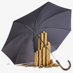 创意金融钱罐金币与伞高清图片