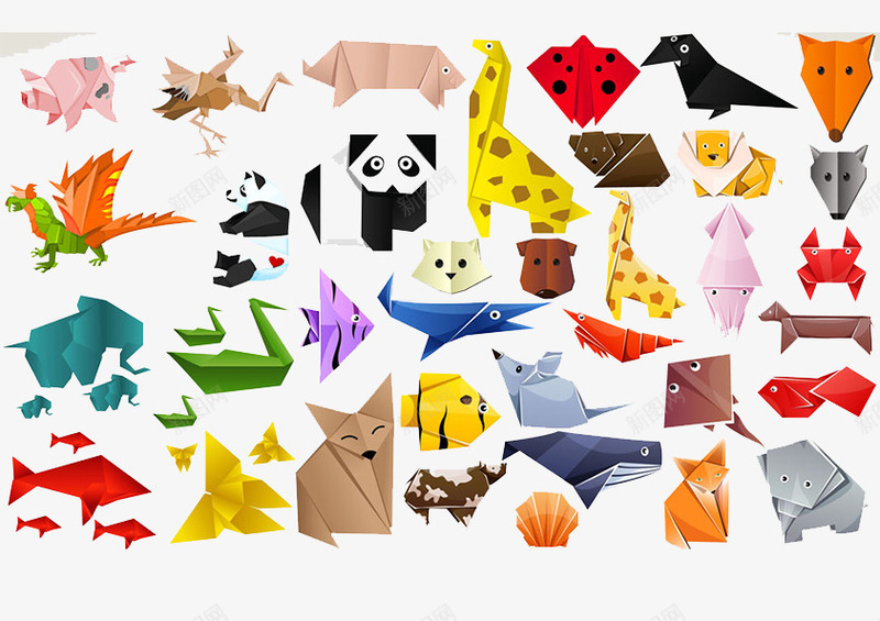 折纸小动物png免抠素材_88icon https://88icon.com 动物 卡通 彩色 折纸形状