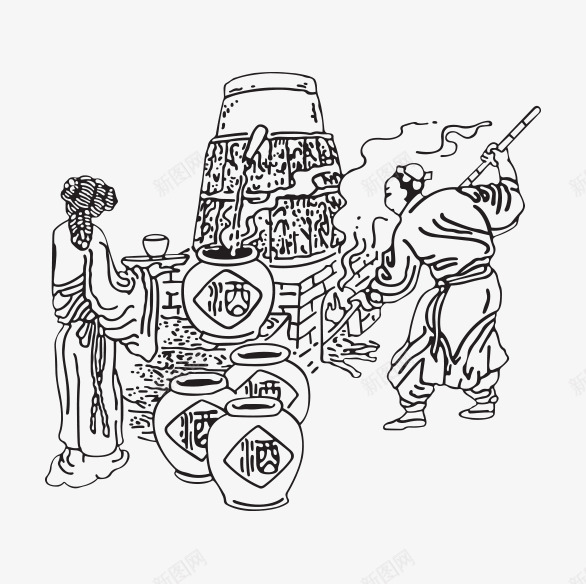 古代商朝黑白剪裁png免抠素材_88icon https://88icon.com 人物 古代人物 喝酒 喝酒简笔画 故事 朝代 素材 食物 马类 黑白剪纸